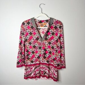 Tory Burch Beaded Silk Tunic Top